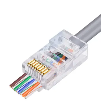 100 Шт Модульная вилка 8P8C RJ45/RJ-11 для сети CAT6 LAN Профессиональные и высококачественные разъемы для кабеля Ethernet