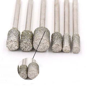10шт 3 мм хвостовик цилиндрической алмазной шлифовальной головки 60# 3-8 мм для нефритового пилинга, резьба по металлу, керамике, стеклу, шлифовка камня