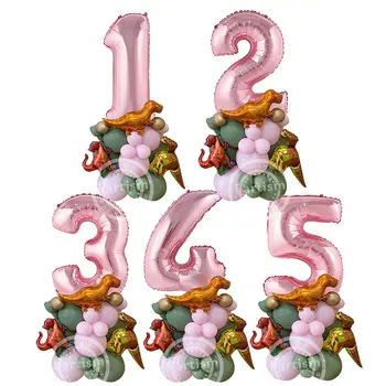 30 шт. в коробке, тематическая вечеринка с динозавром, Башня из воздушных шаров для девочек, Украшения для Вечеринки в честь Дня рождения, Розовые воздушные шары, Набор Поделок