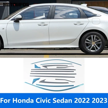 Для Honda Civic Седан 11th 2022 2023, Верхняя + нижняя рамка Подоконника из нержавеющей стали, отделка, наклейка, Аксессуары для Стайлинга автомобилей