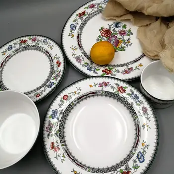 Европейский суд, английская керамическая посуда в винтажном стиле, салатница, кофейная чашка, блюдце, тарелка для стейка