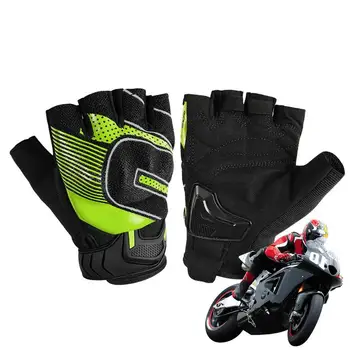 Мотоциклетные перчатки, нескользящие дышащие перчатки без пальцев, мотоциклетные перчатки, байкерские перчатки с сенсорным экраном и гелевой ладонью, мотоциклетные перчатки