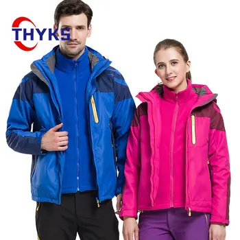 Мужские три в одном съемные куртки для альпинизма, ветрозащитные, водонепроницаемые, устойчивые к приливам, походная куртка, зимний цветной блок