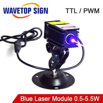 Синий Лазерный модуль 445 нм 0,5 Вт 1 Вт 1,6 Вт 2,3 Вт 2,6 Вт 5,5 Вт DC12V Источник Питания TTL PWM управляющий сигнал для Лазерного гравировального станка