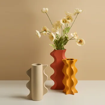 Скандинавская геометрия, художественные вазы, украшения, Креативный декор для гостиной, Украшение для дома, аксессуары, настольная керамическая ваза для цветов
