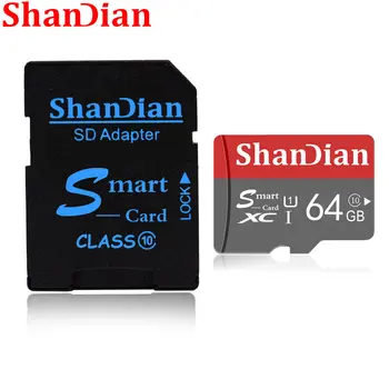 Смарт-карта памяти SHANDIAN Mini 128 ГБ 64 ГБ Смарт-SD-карта серого цвета Class10 Flash 32 ГБ 16 ГБ Карта памяти для камеры смартфона/планшета